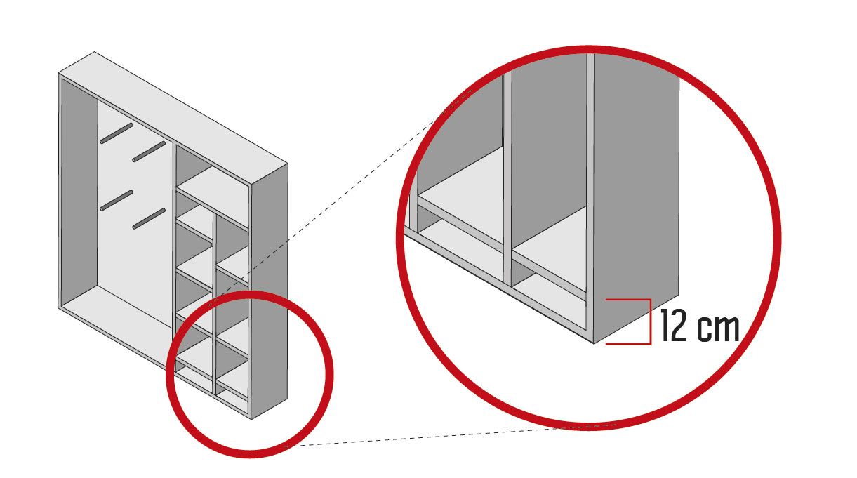 Espacio ropero: 12 cm
