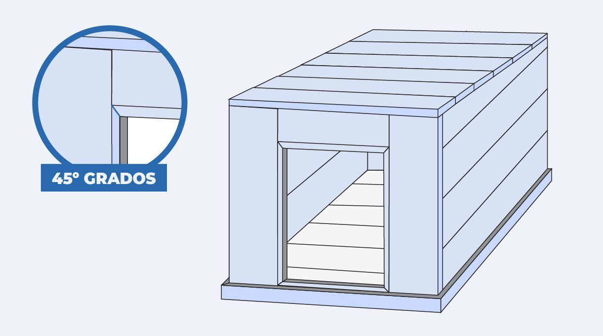 junquillos cortados en 45º para el marco de la puerta