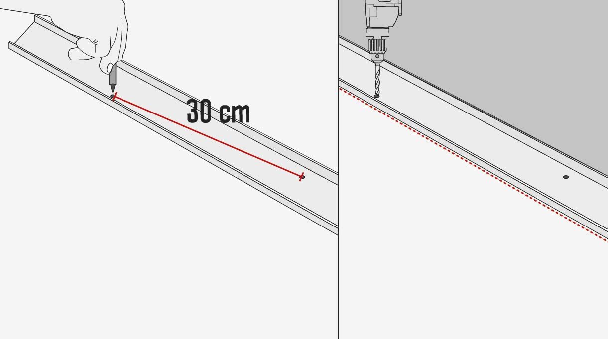 perforar los perfile en zig zag cada 30 cm
