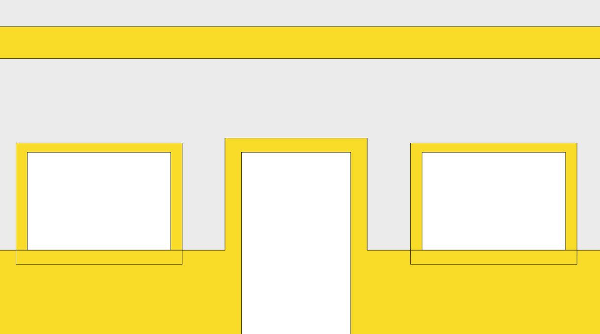 fachada pintada de 2 colores amarillo y blanco