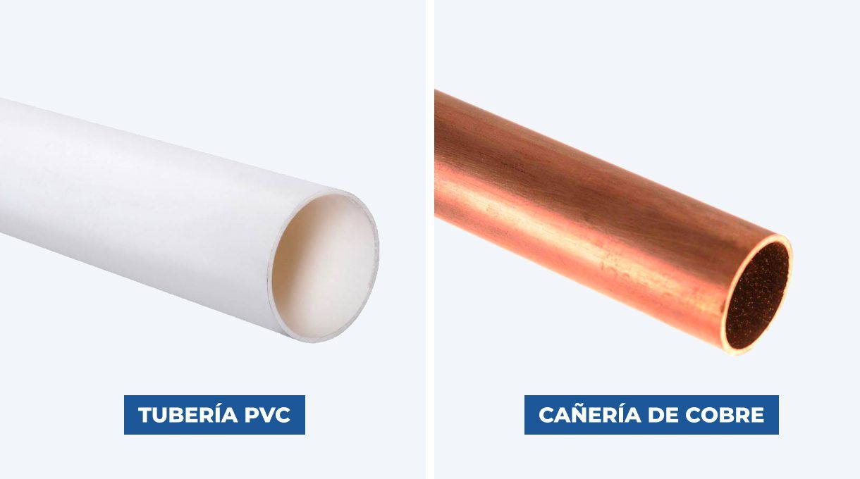 cañería de PVC y cañería de cobre
