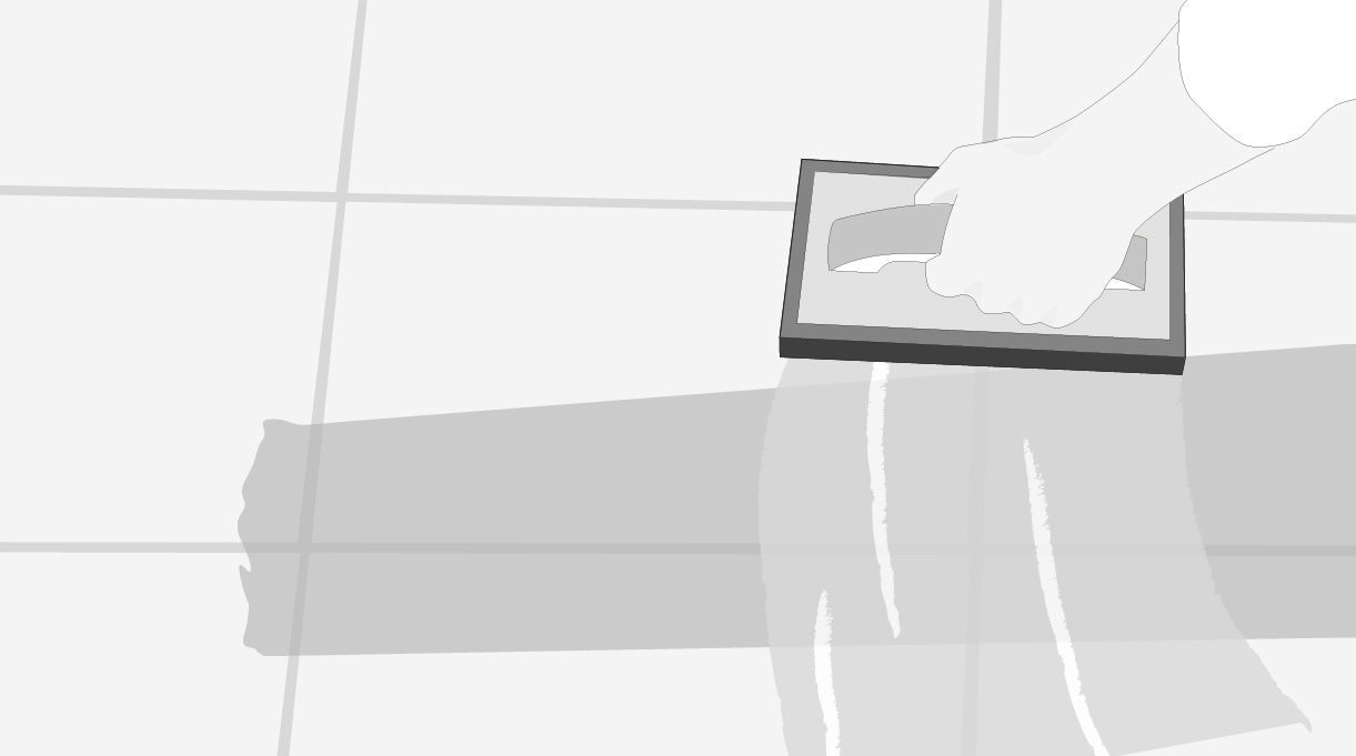 Ocupa un fraguador para esparcir el fragüe en forma diagonal, sobre las cerámicas