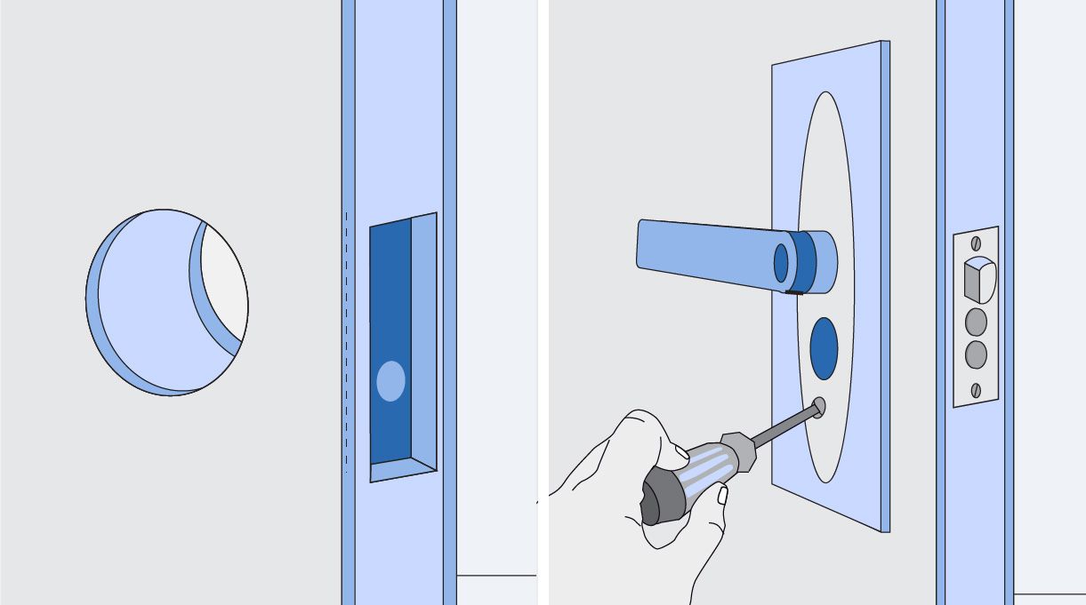 Instalación de chapa en la puerta de seguridad