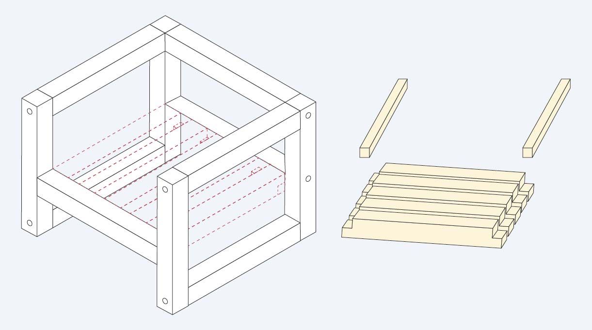 Cómo hacer los calados del asientodel sillón de madera para terraza