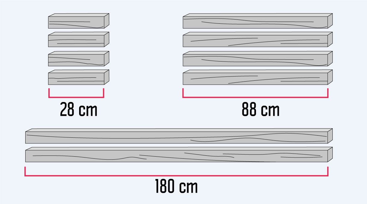 medidas para las piezas con que armaremos la estructura de la mesa para cama