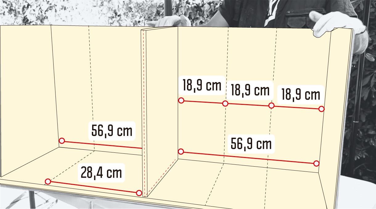medidas de las divisiones verticales del mueble para zapatos