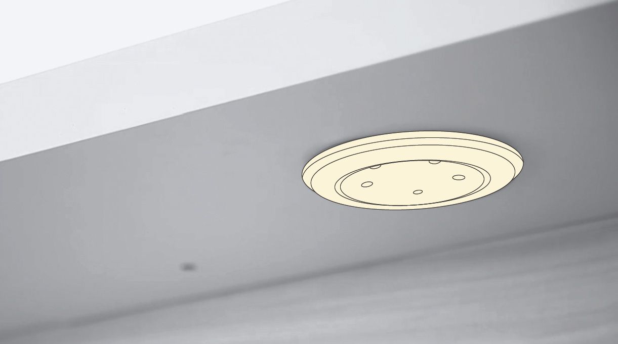 foco instalado en la repisa del mueble para yoga en casa