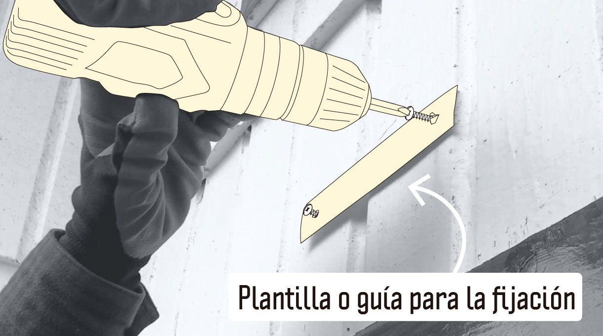 Instalación de una guía de fijación en el muro