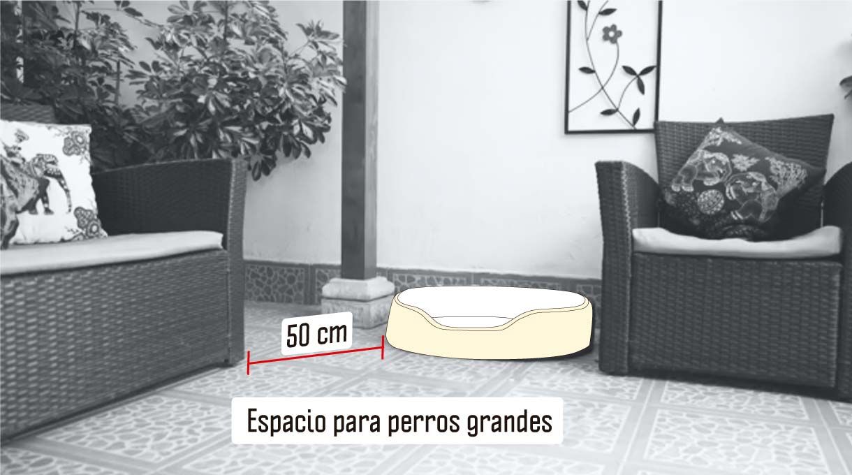 cama con espacio suficiente para perros grandes