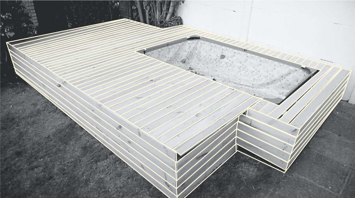 revestimiento superior y lateral del deck de madera instalado