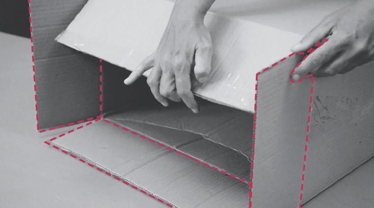 doblar aletas para preparar la caja para hacer el velador