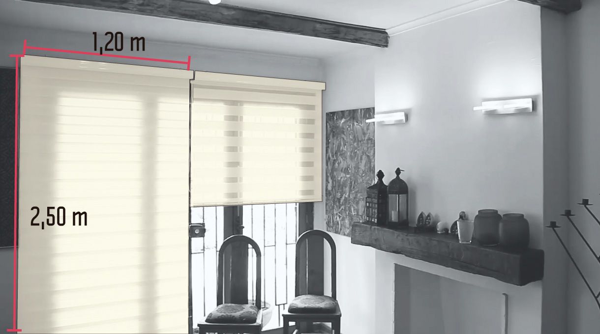 medidas de las cortinas roller en la ventana de una casa