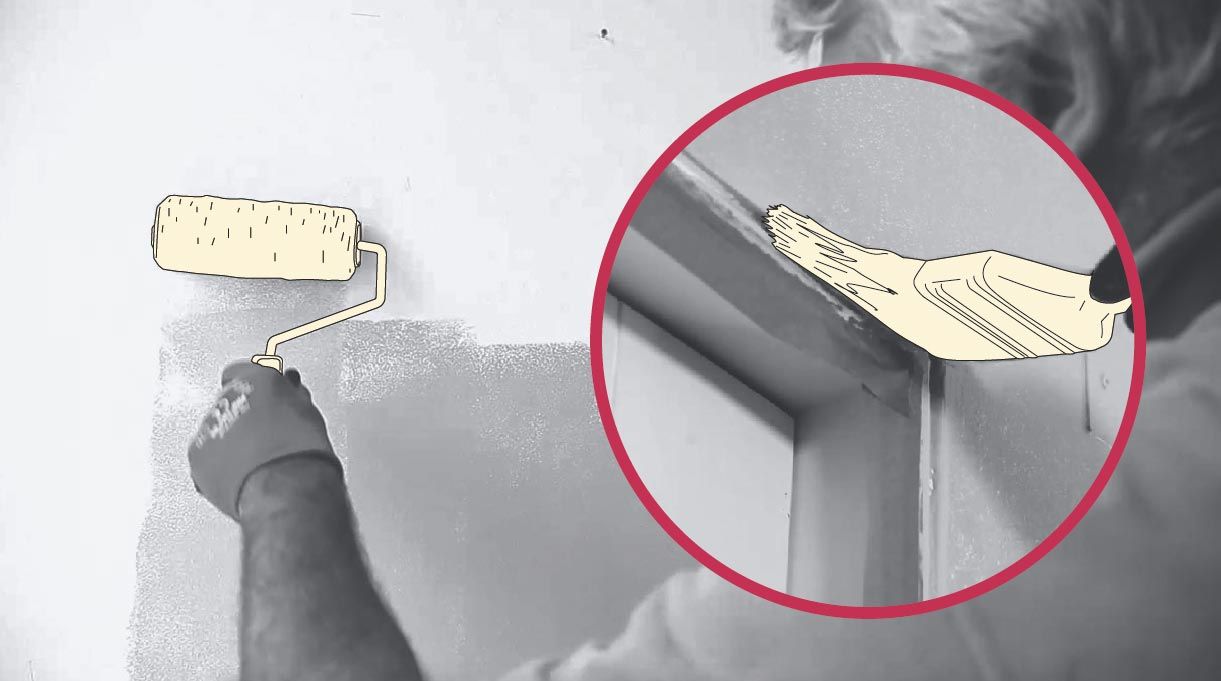 Pintar con rodillo la pared y pintar con brocha donde el rodillo no llega