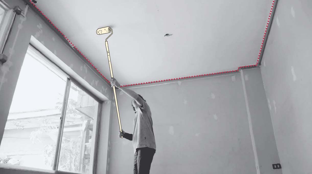 pintar el cielo con un extensor de rodillo