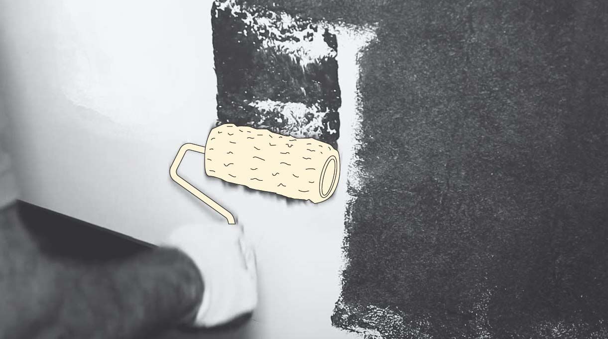pintar la pared negra con rodillo