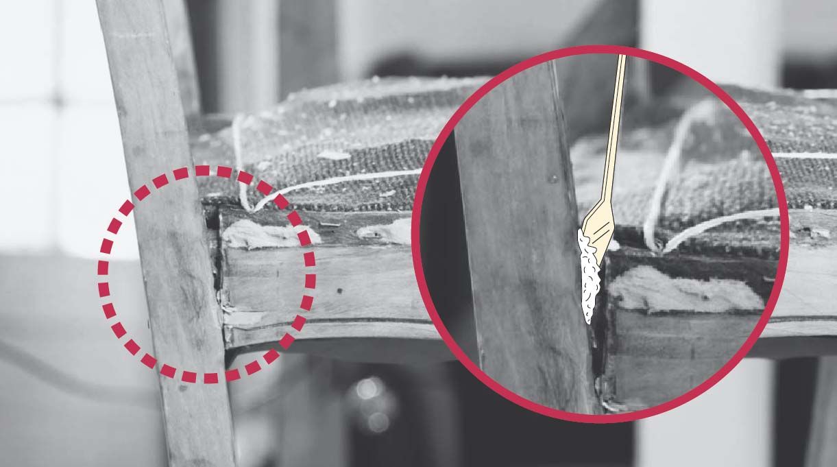encolar las uniones sueltas de la silla