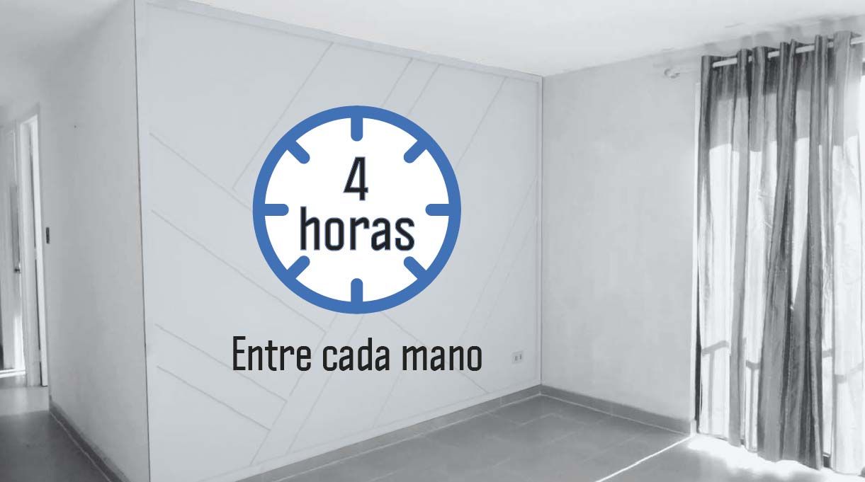 imagen de reloj que indica 4 horas de espera entre cada mano de pintura