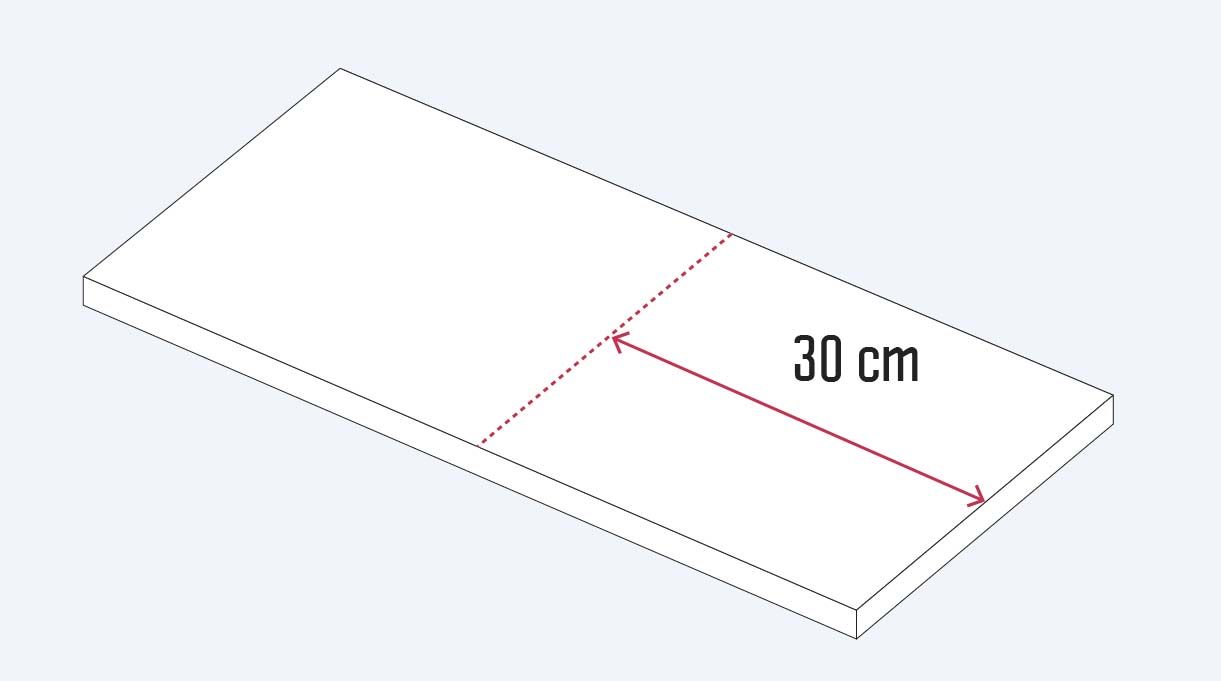 cortar la madera en un trozo de 30 cm
