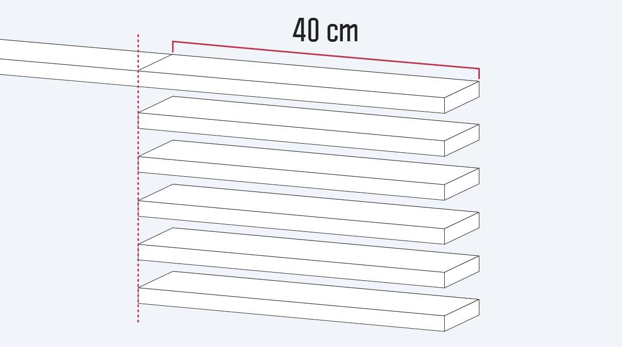 cortar la madera en 6 trozos de 40 cm
