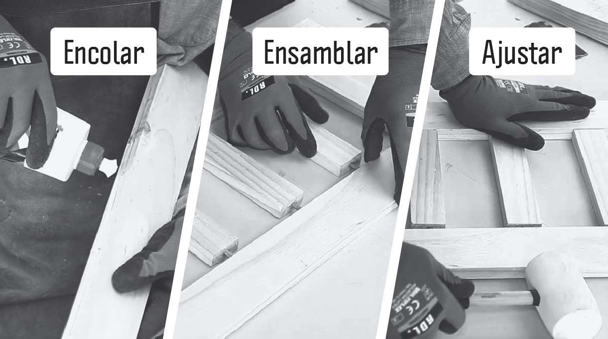 encolar, ensamblar y ajustar las piezas del velador