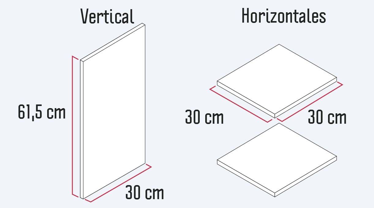 tablas horizontales y vertical del mueble organizador