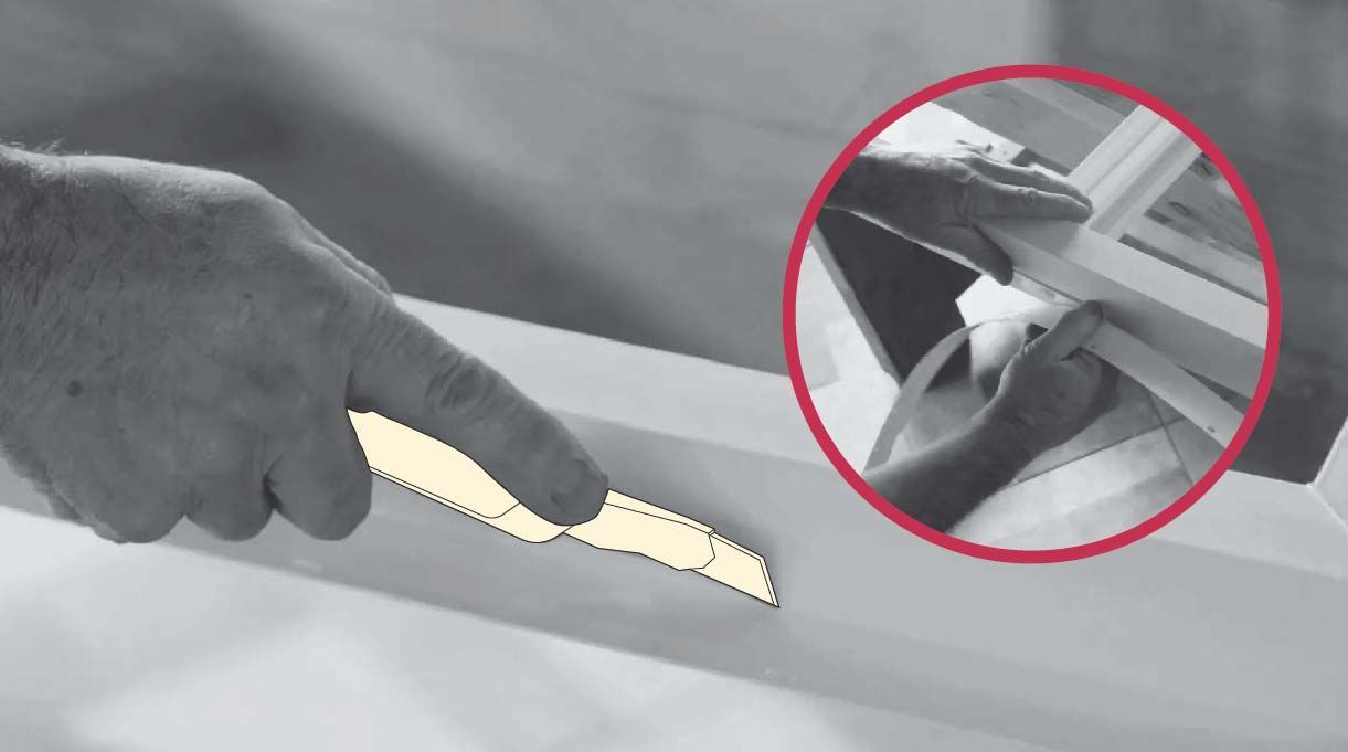 cortar la aleta del marco con un cuchillo cartonero antes de instalar la ventana