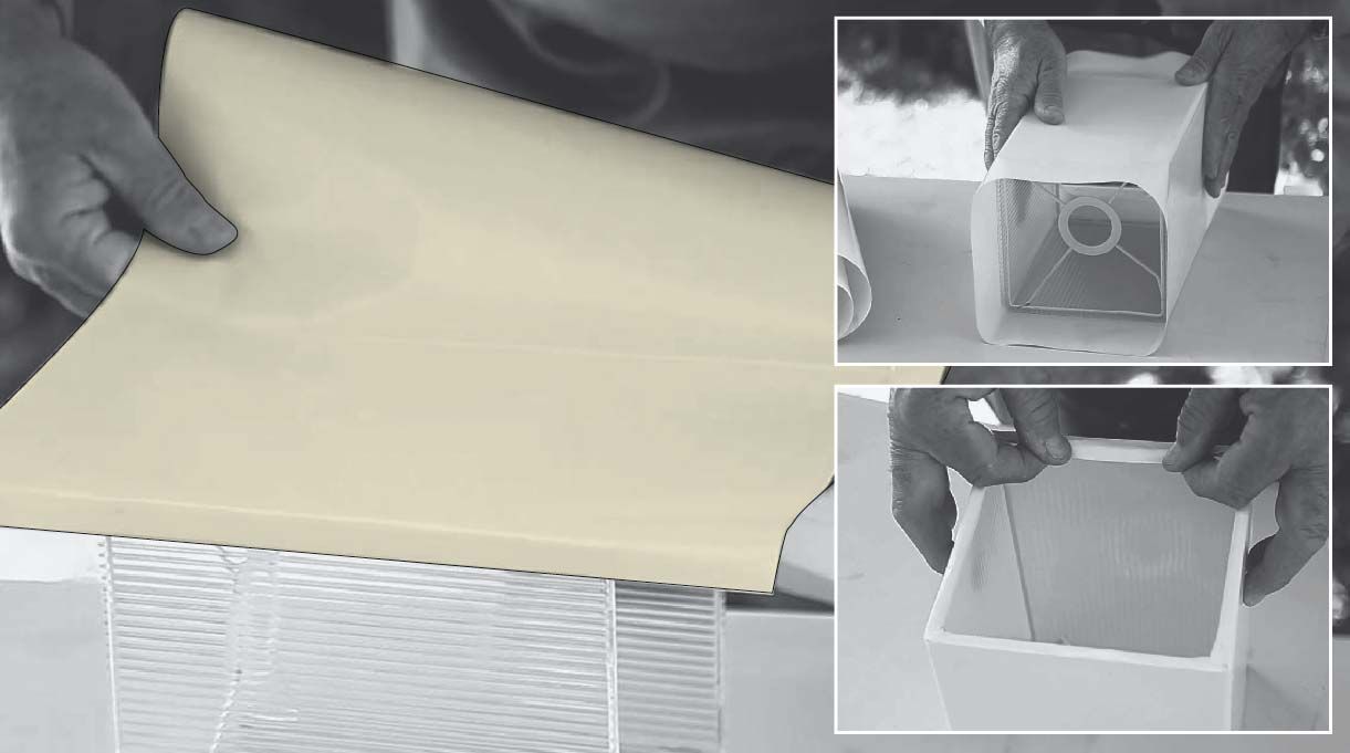forrar la pantalla con papel autoadhesivo amarillo