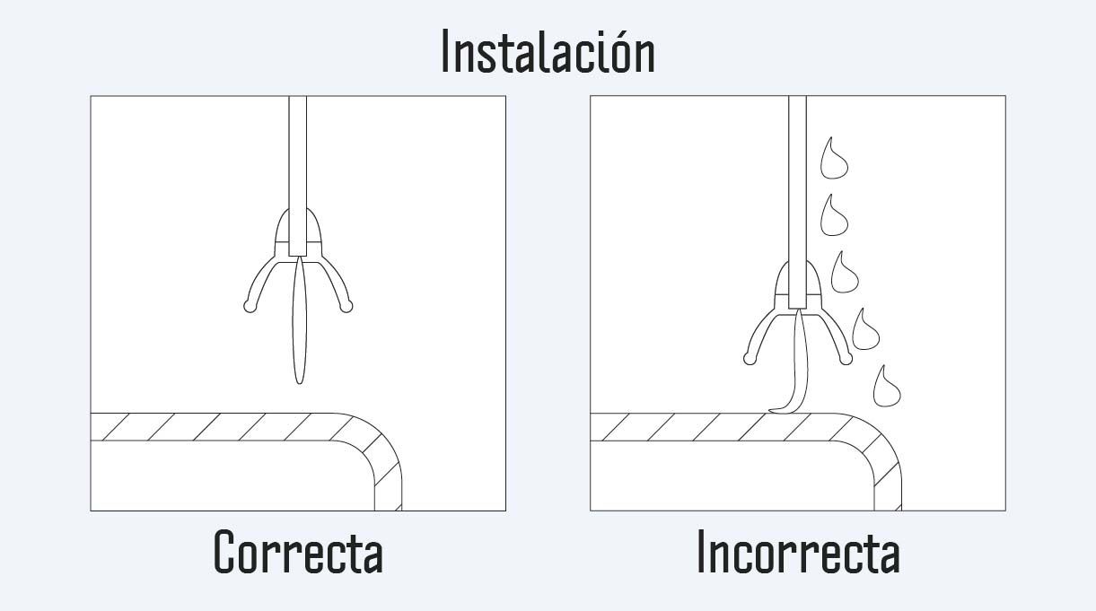 Instala correctamente el sello. Debe quedar un pequeño espacio entre este y el borde de la tina