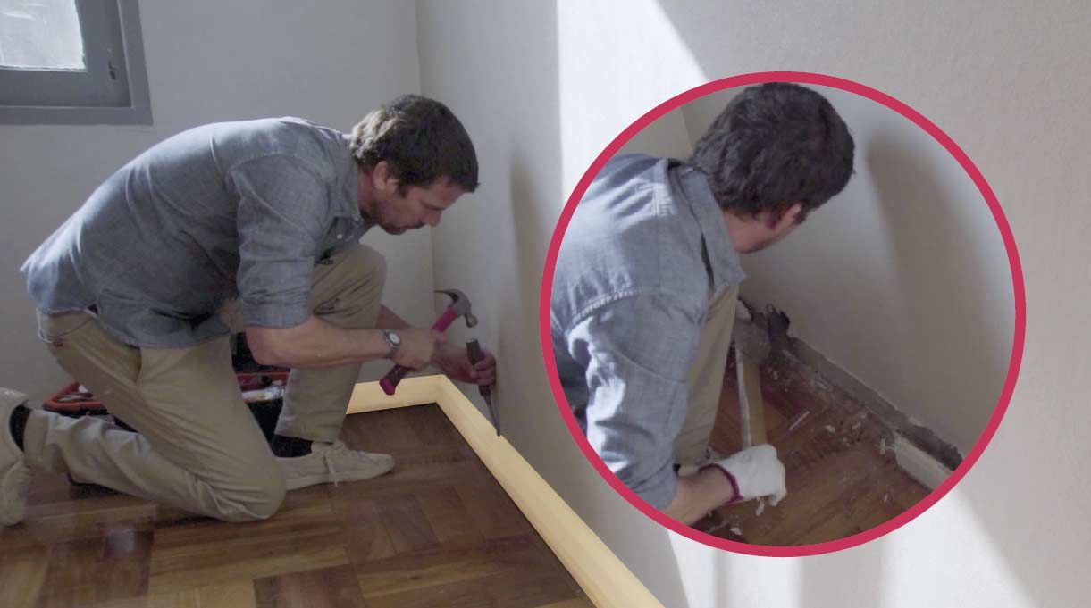 sacar los guardapolvos antes de fijar el terciado ranurado