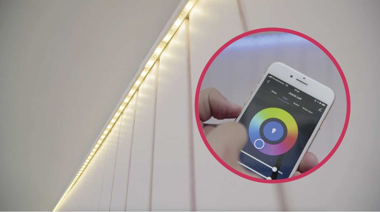 cinta LED iluminada se puede controlar desde una app en el celular