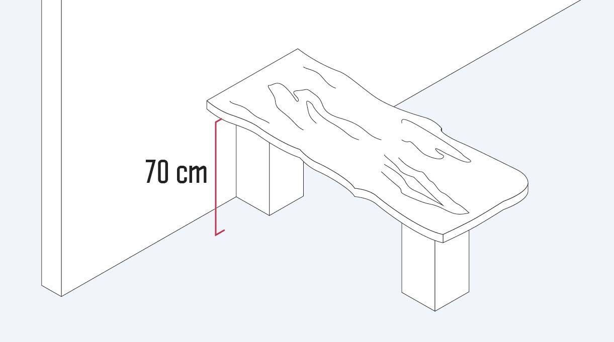 dejar 70 cm libres del piso a la mesa para que tenga accesibilidad universal