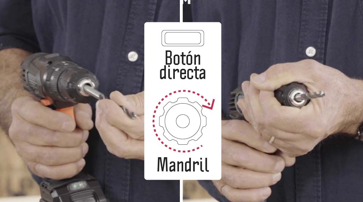 Para abrir y cerrar el mandril de taladros atornilladores de 12 V, debes tomarlo firmemente y accionar la reversa para abrirlo e insertar la broca. Luego, para asegurarla debes accionar la herramienta en directa