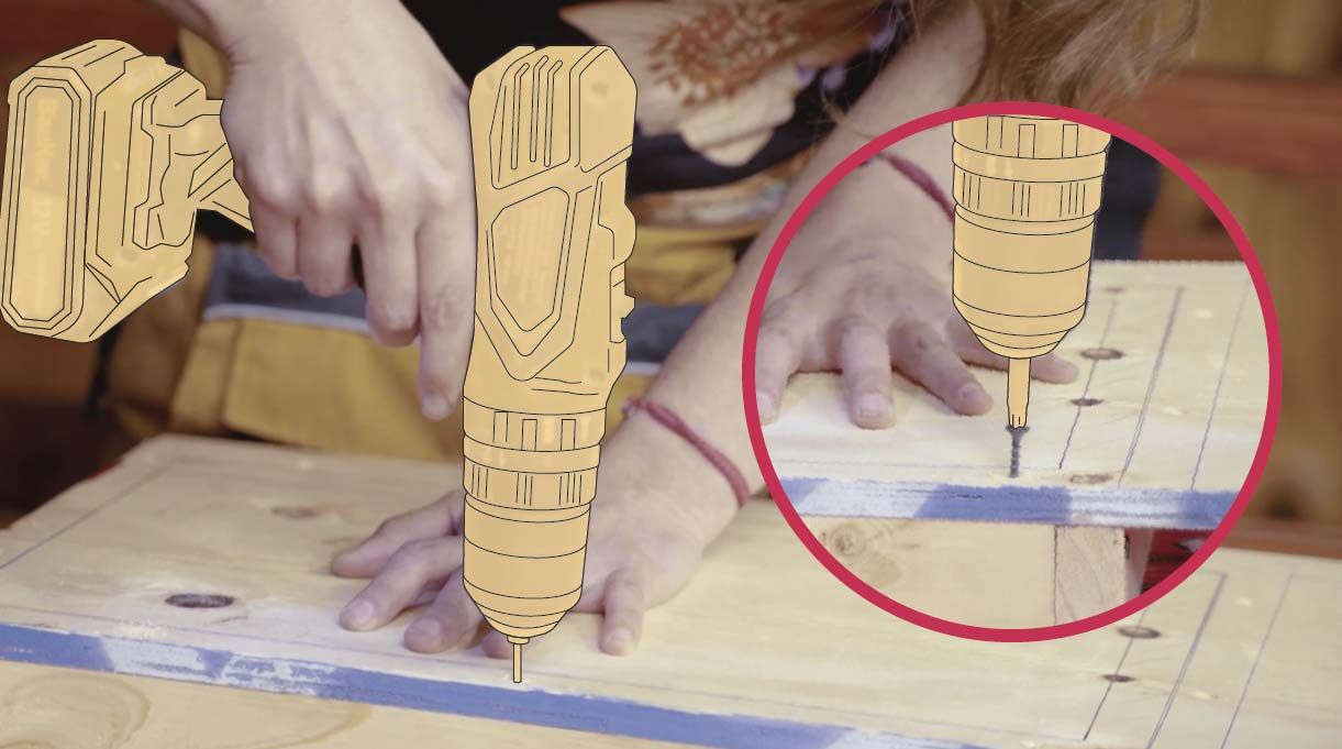 Fijar el molde a la base de madera primero avellanando y luego atornillándolo