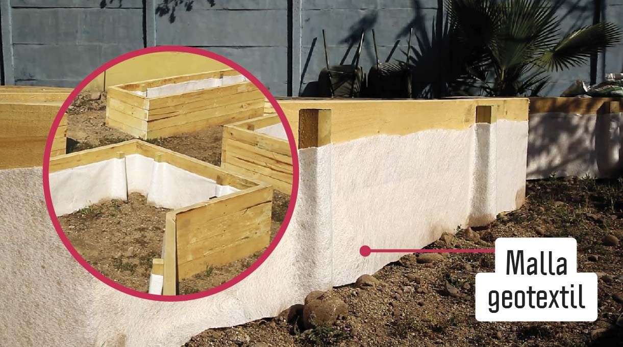 Se muestra una malla geotextil