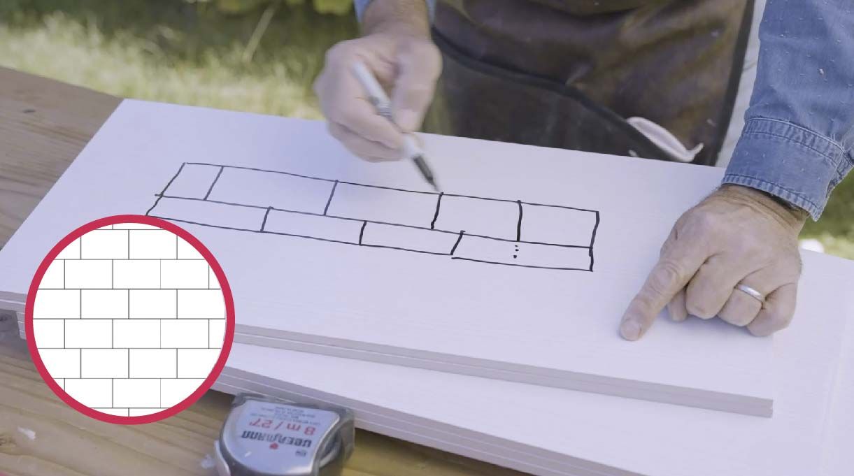 Se muestra un diseño sistema de traslape, es decir, que las cerámicas no quedarán en una misma línea vertical, sino que se moverán para darle un diseño distinto al muro.