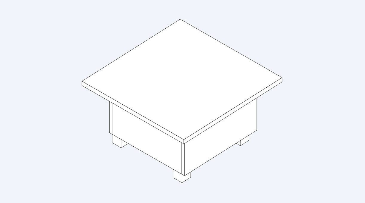 Gráfica del cajón estructural del sillón.