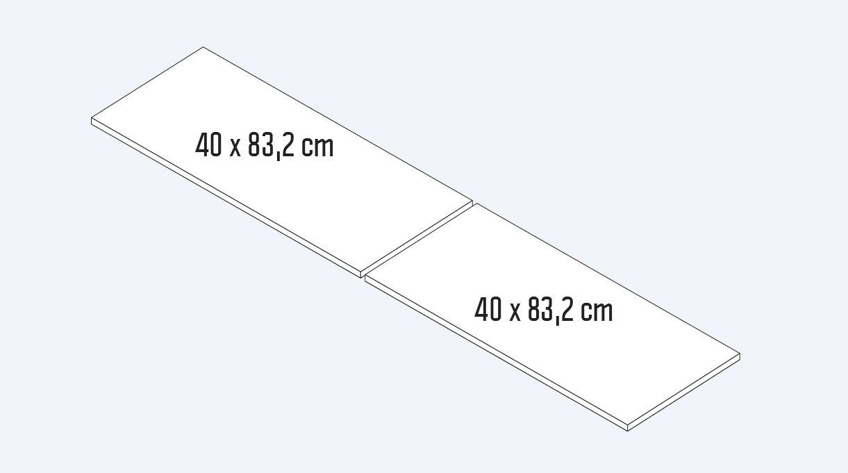 Dos cortes de terciado de 40 x 83,2 cm.