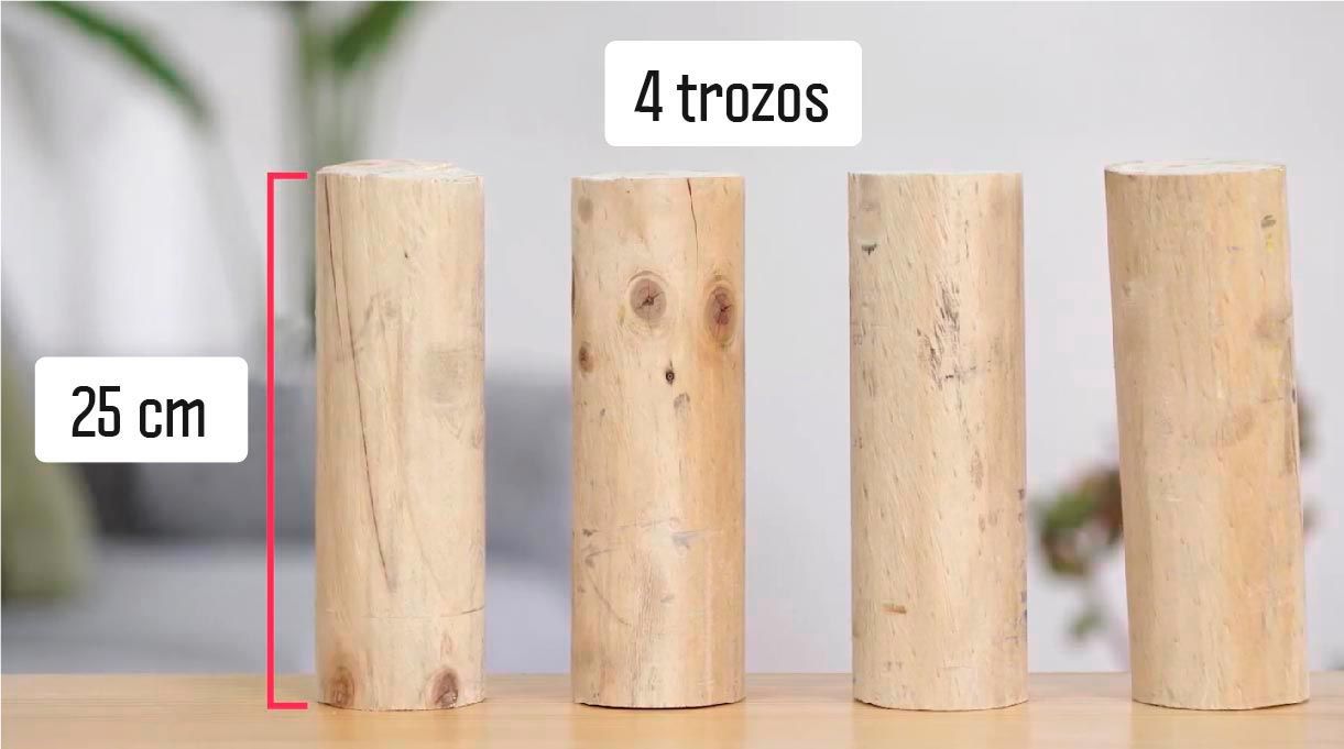 4 trozos para polines de 25 cm