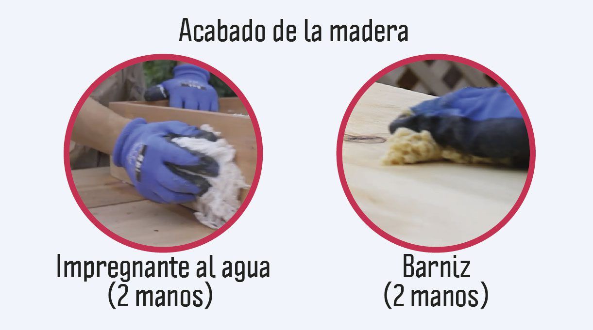 Acabado de madera: impregnante al agua y barniz dos manos