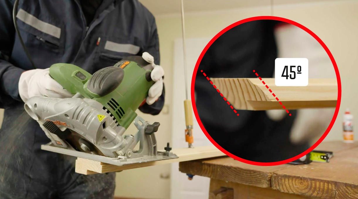 En los verticales cortar solo el extremo superior en 45°