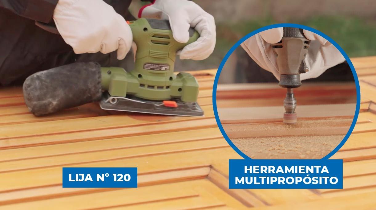 Lija 120 y herramienta multipropósito