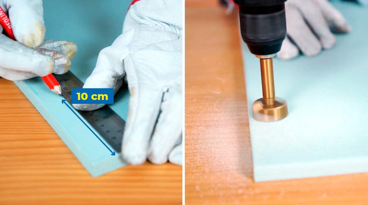 Medir para perforar con broca bisagra