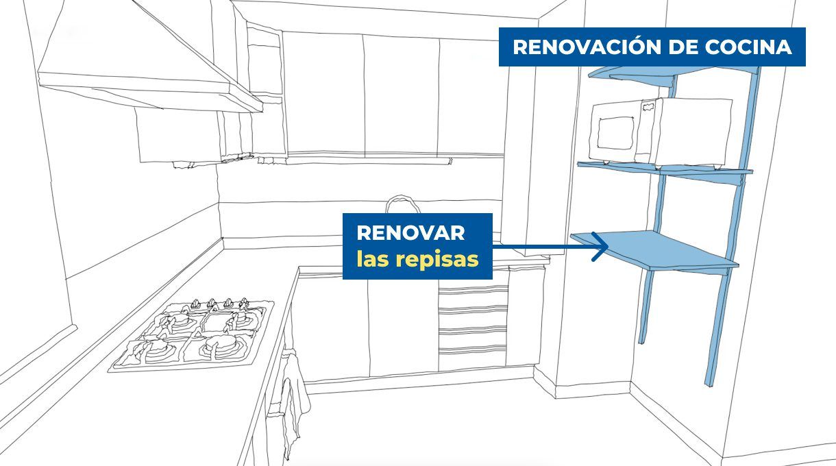 renovación cocina repisas