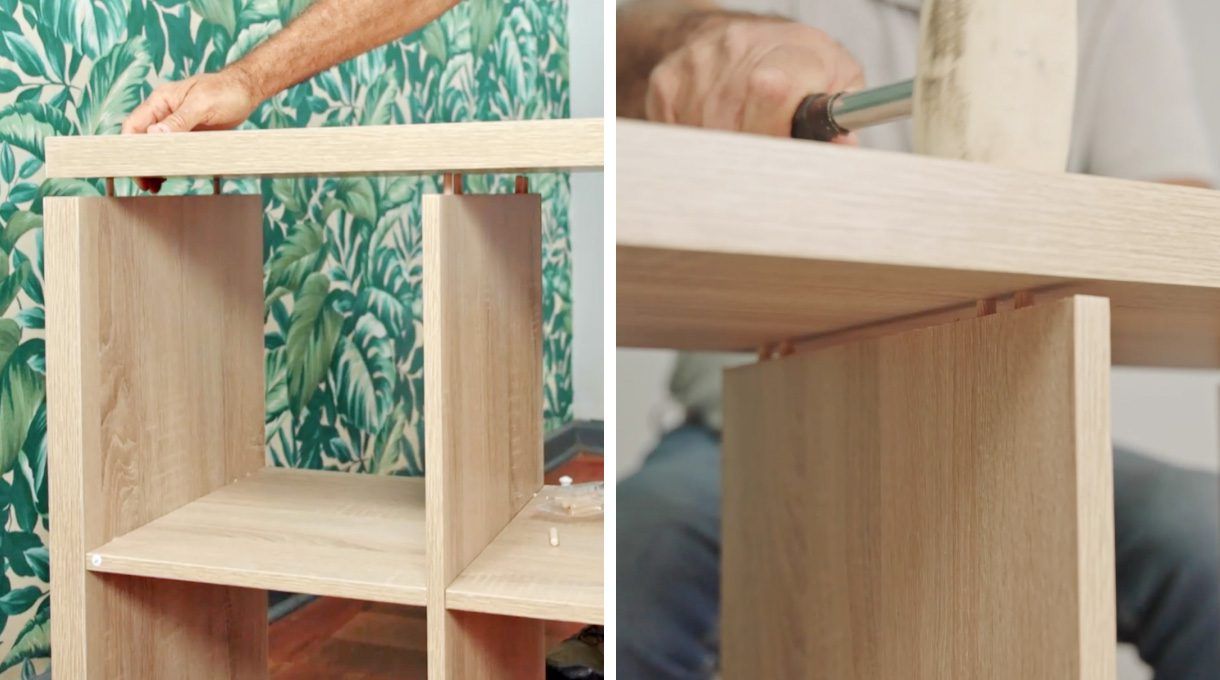 cierra el mueble uniendo las piezas superior e inferior