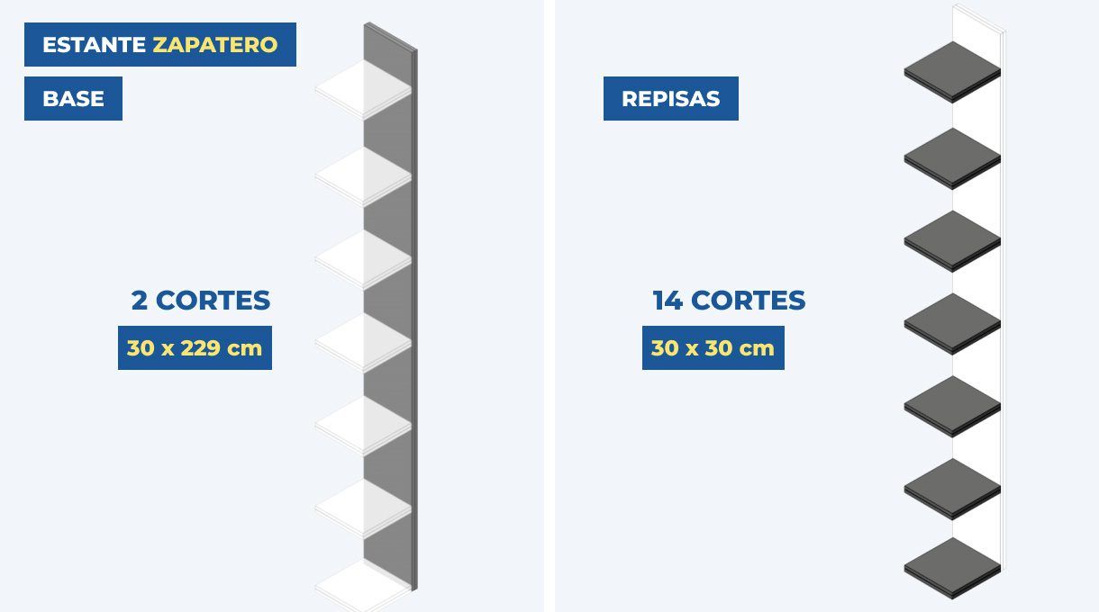 Estante zapatero con sus 7 repisas.