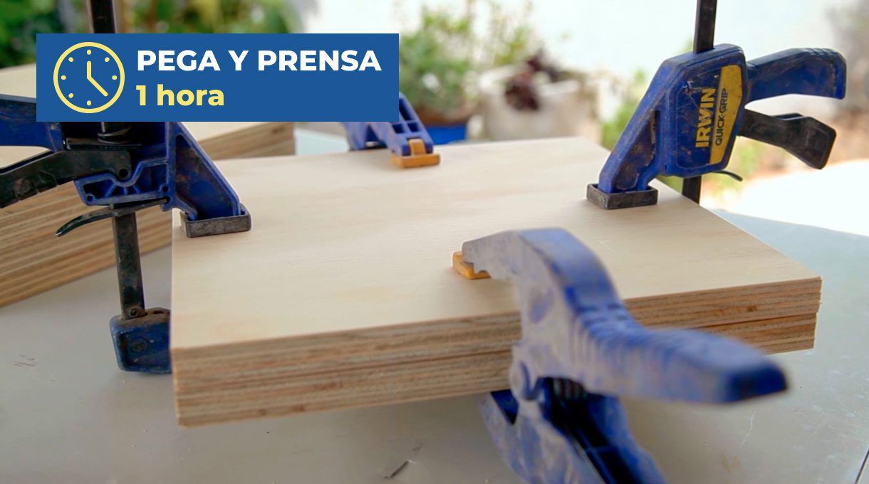 Uso de prensa por 1 hora para pegar trozos.