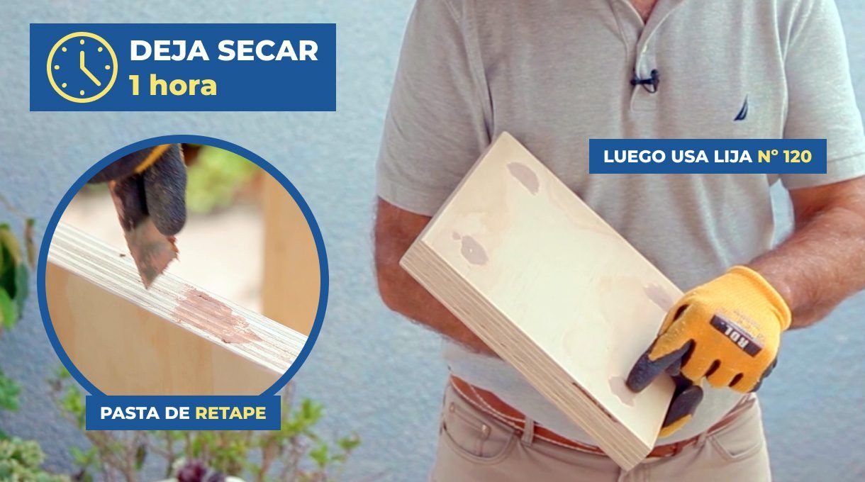 Retape de imperfecciones, secado y lijado.