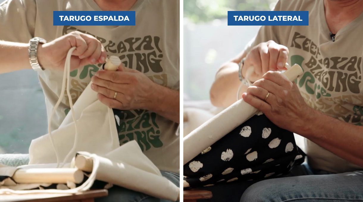 Tarugo espalda y tarugo lateral unir con cuerdas