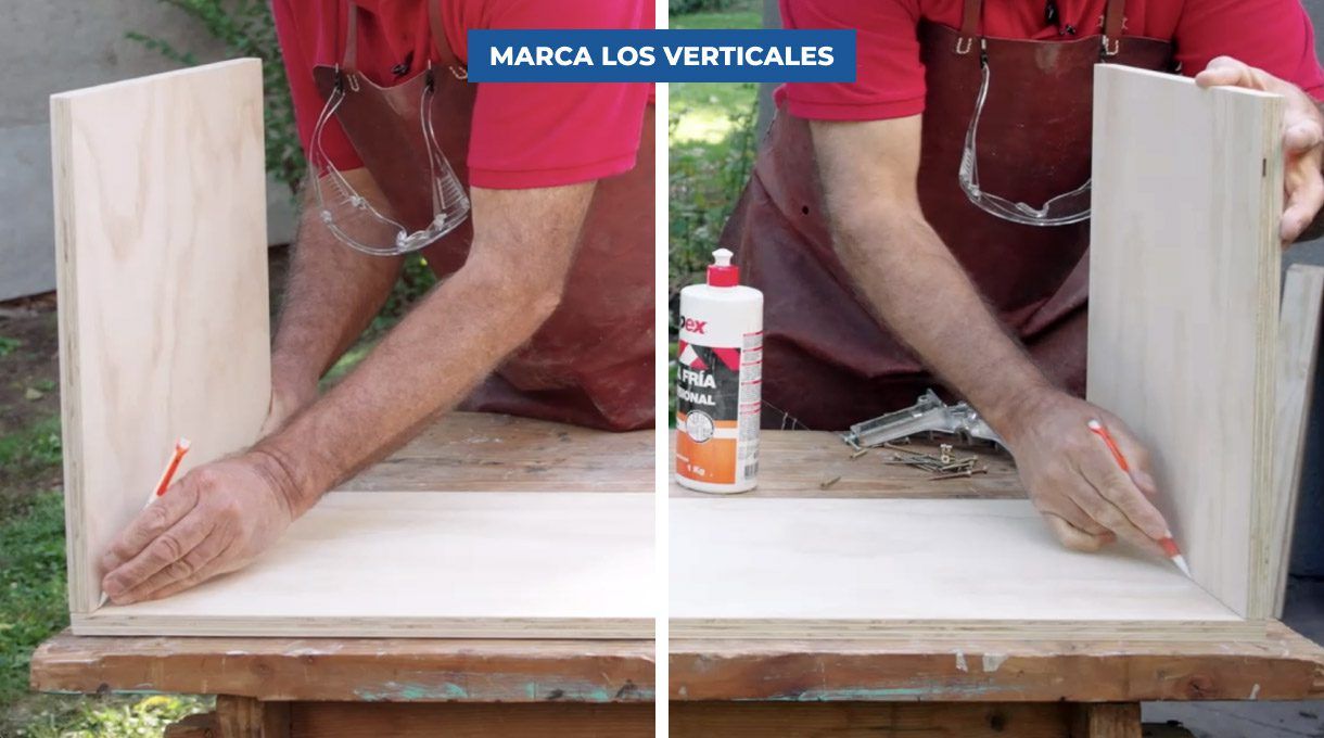 presenta los verticales en los extremos y márcala la posición con lápiz