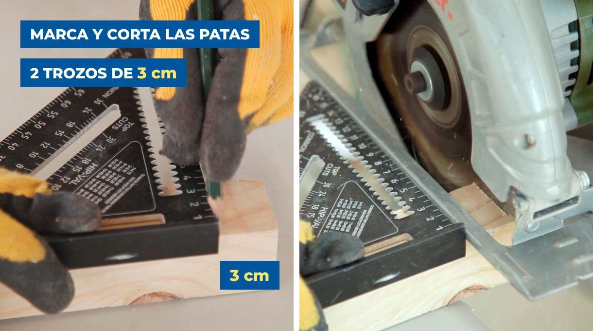 Marca y corte de las patas